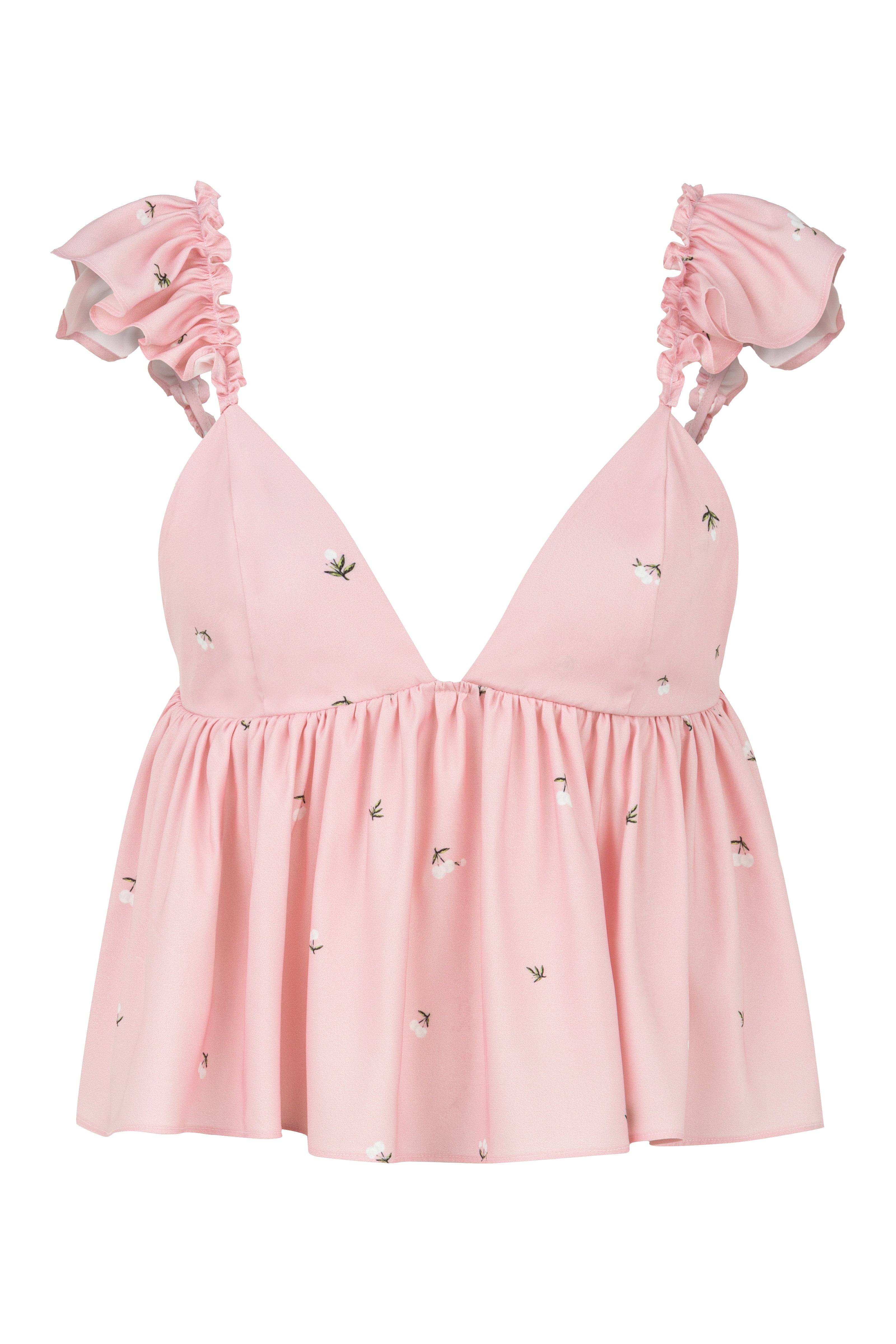 LUNA SATEN TOP - DESENLİ PEMBE