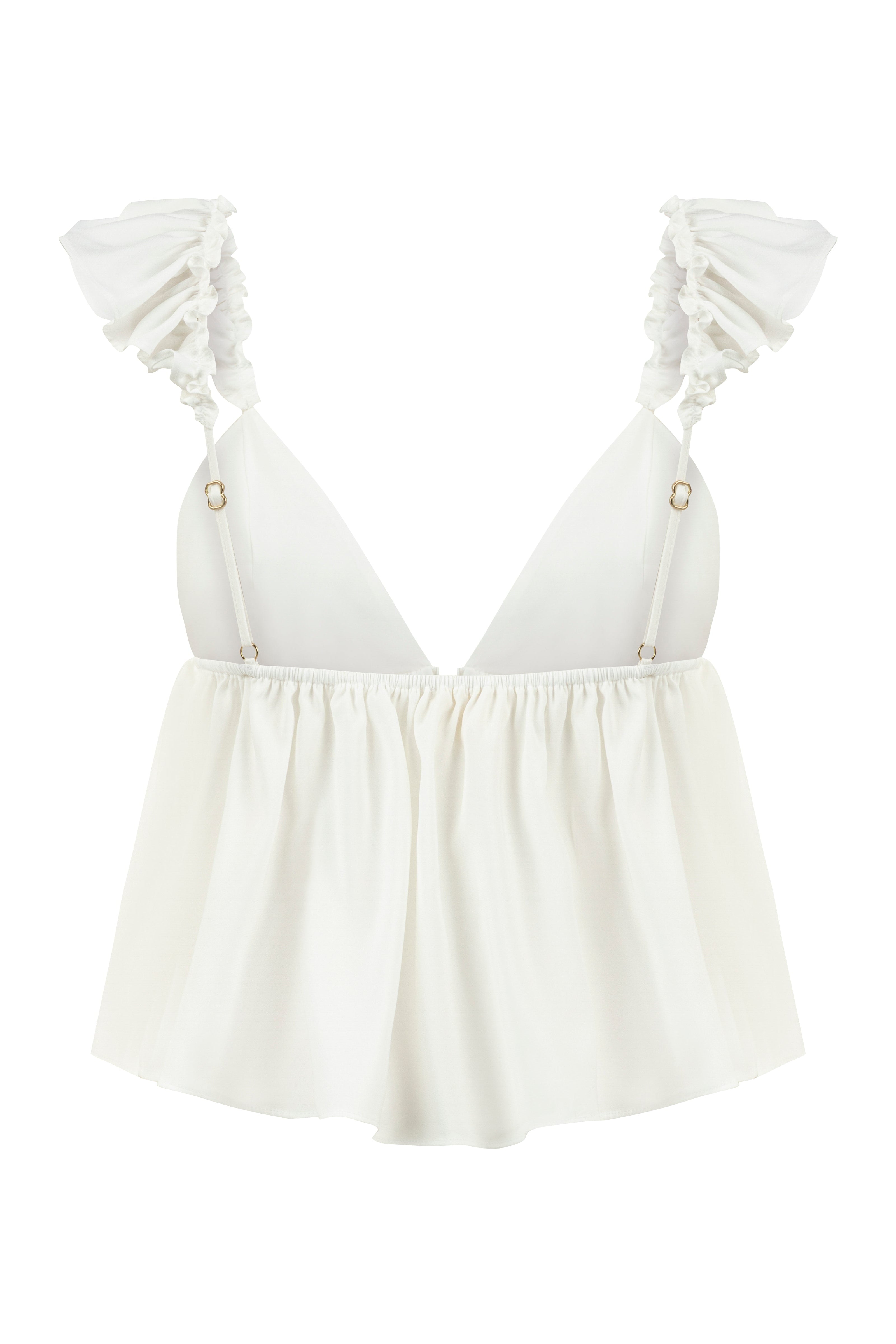 LUNA SATEN TAKIM - EKRU (TOP, PANTOLON, ŞORT, TOKA)