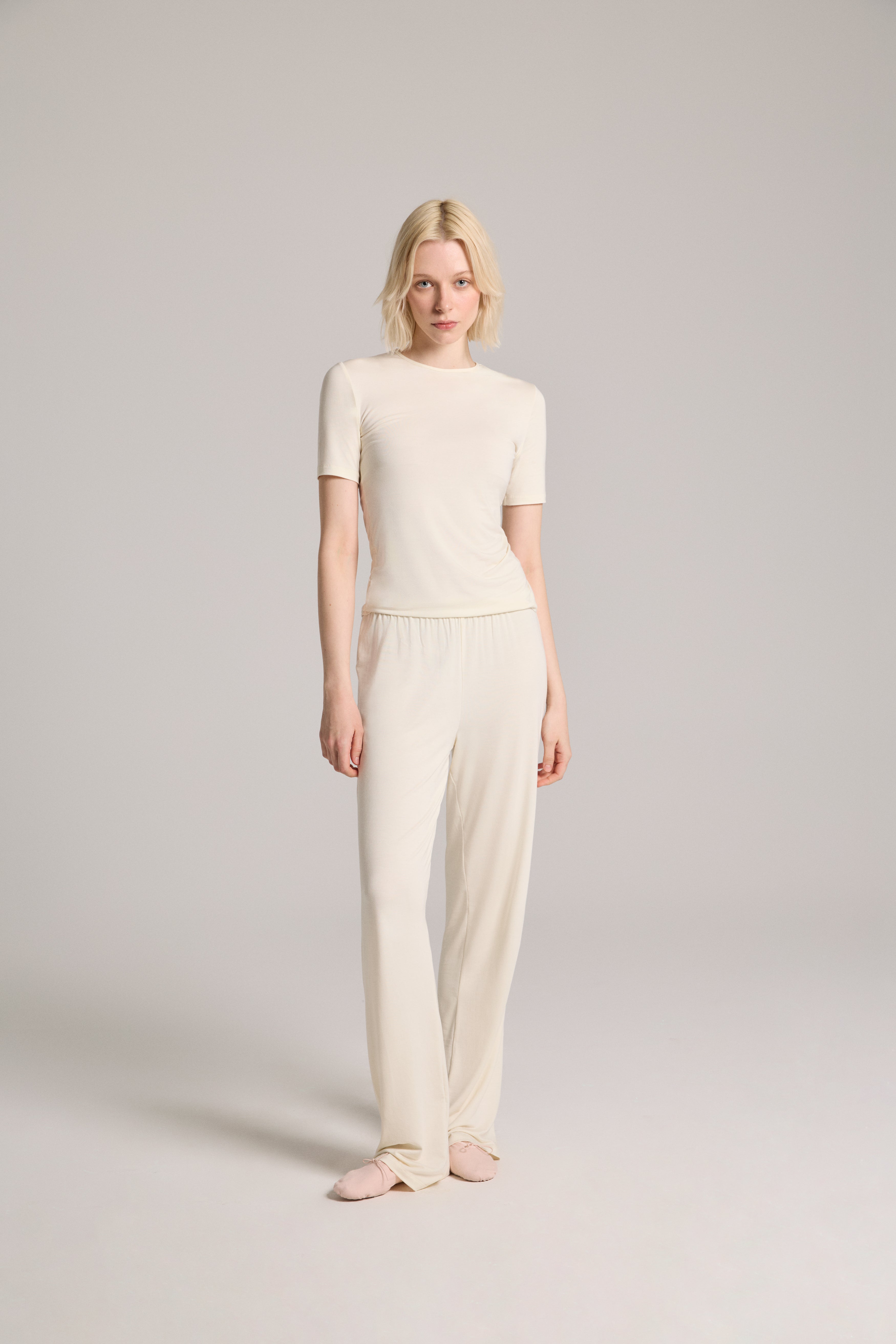 FINN JERSEY TAKIM - SARI (KISA KOLLU TOP, PANTOLON)