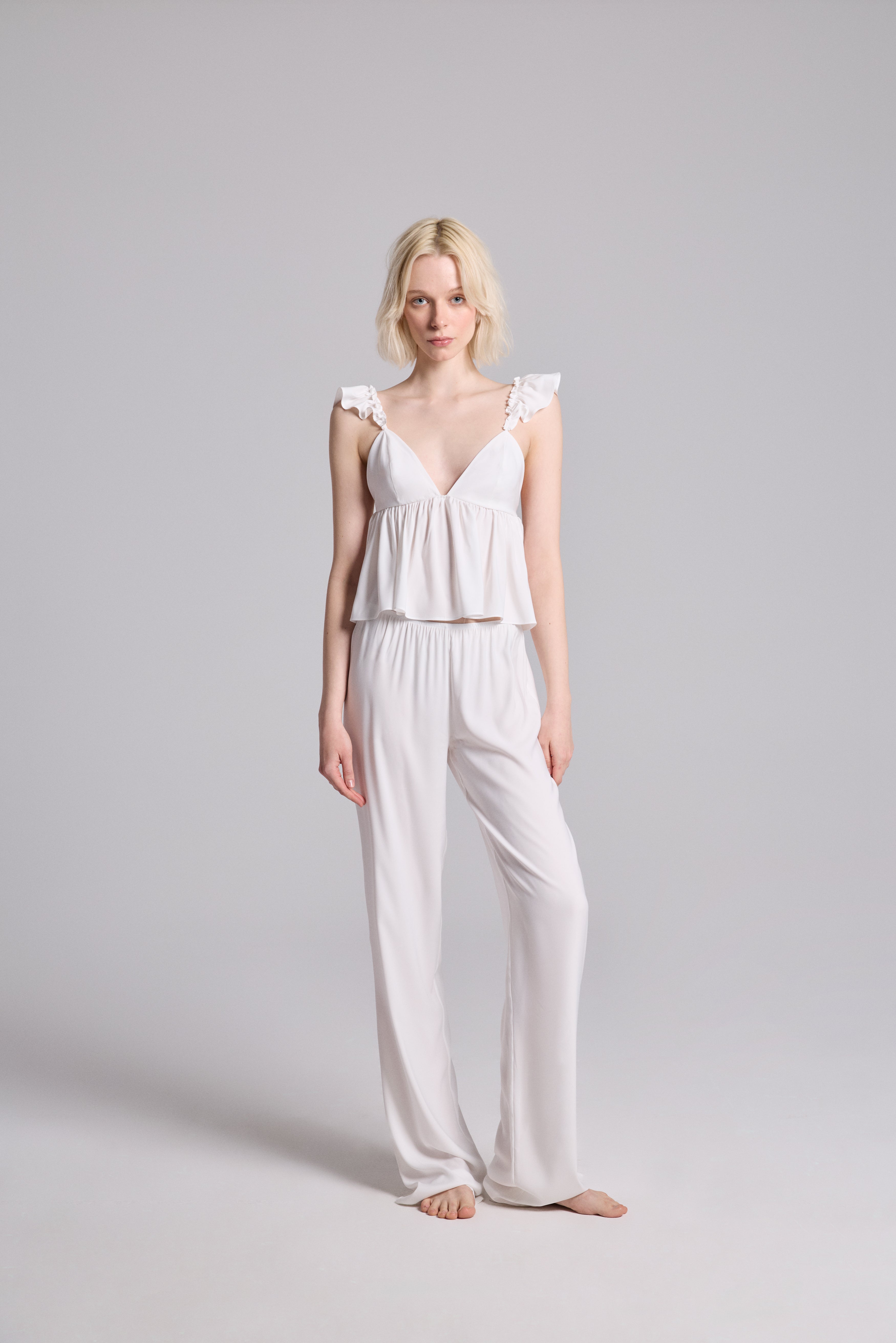 LUNA SATEN TAKIM - EKRU (TOP, PANTOLON)