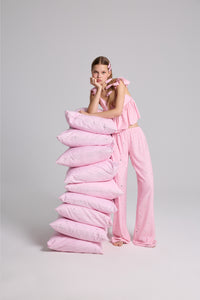LUNA SATEN PANTOLON - DESENLİ PEMBE